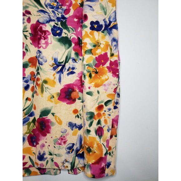 Vtg Maggy London Women 6 100% Silk Dress Bright Floral Career Spring Garden Chic - Picture 4 of 5